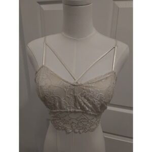 Japna Lounge Cream Lace Strappy Bralette Crop Top Bralette S